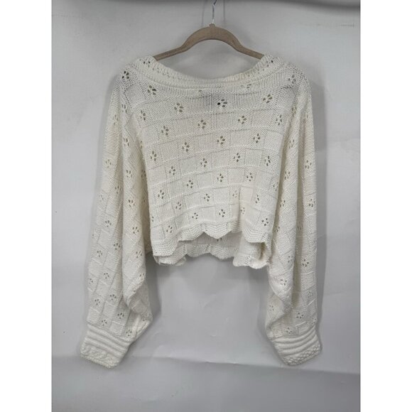Knit Craze Coquette Ethereal Whimsical Cropped Sweater Women Small Ivory Fairy - Picture 2 of 9